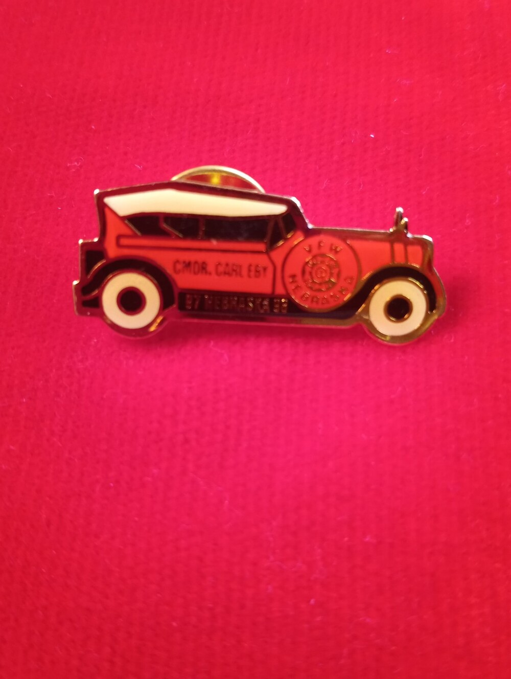 Vintage Red Antique Car Enamel Pin